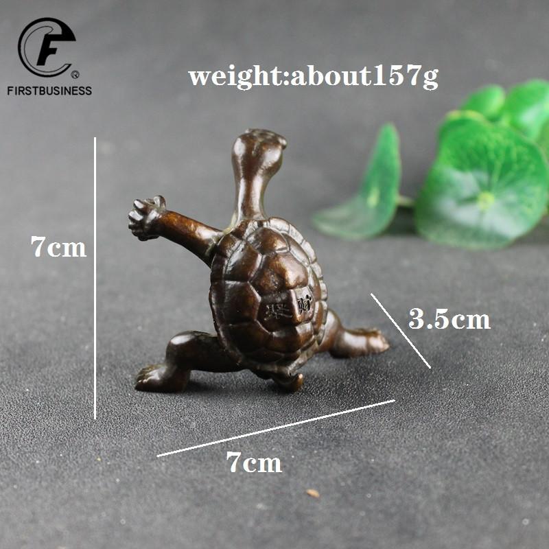 Solid Brass Ball Shape Tortoise Heavy Figurines Miniatures Vintage Metal Copper Animal Turtle Sculpture Tea Pet Table Ornaments