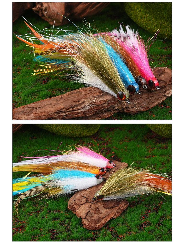 Vibrant Feathered Streamer Fly Fishing Lure with 3D Eyes & Natural Chicken Feathers