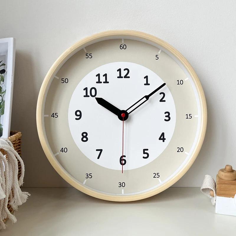 Simple Wall Clocks Modern Creative Silent Clock Living Room Study Solid Wood Clocks Early Childhood Education Cartoon Clock