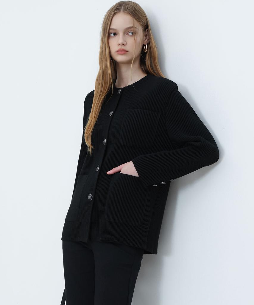 PLEATSMOOD Classic Pleated Tweed Pocket Jacket