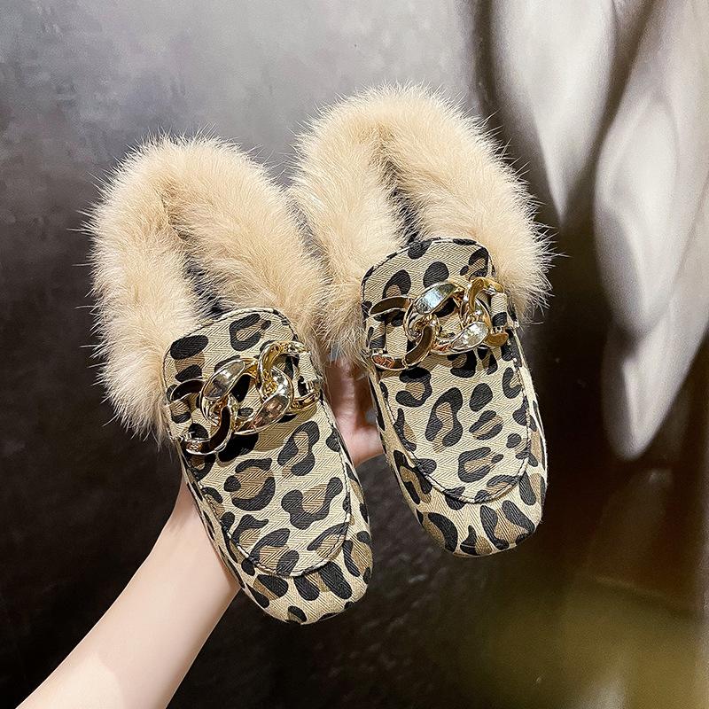 Podzimní a zimní móda Dámské ležérní boty Plus sametové teplé pantofle Líné boty