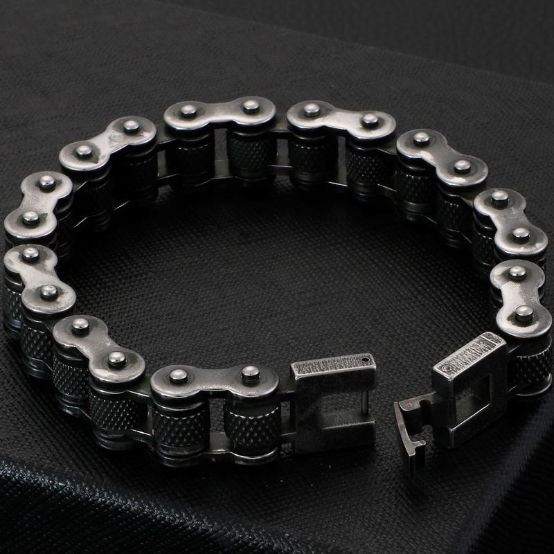 Retro Stainless Steel Motorcycle Chain Men Bracelet 13MM Wide Rock And Roll Men's Bracelets On Hand Male Jewelry Mannen Armband