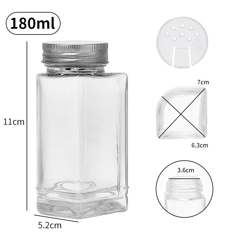 Acacia Wood Glass Seasoning Bottle Set - Pepper, Salt, Spices - 4-Piece Square Sprinkler Jars