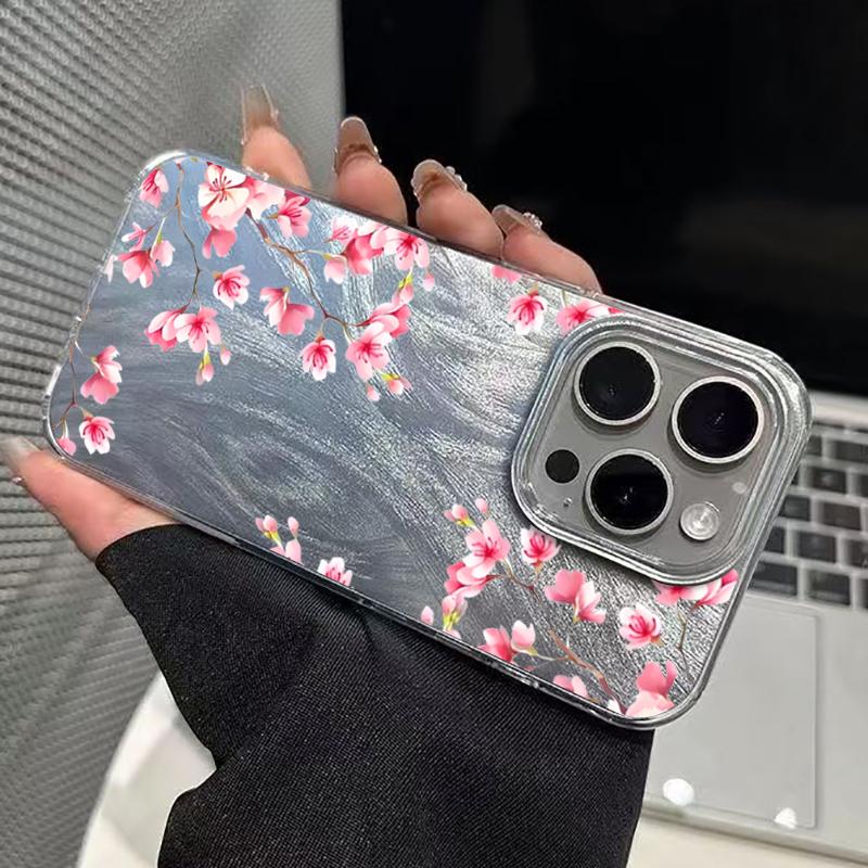Pink Cherry Floral Design Phone Caae For iPhone 17 16 15 14 13 12 11 Pro Max XS X XR 7 8 Plus 16E 17 Air Shockproof Bumper Cover