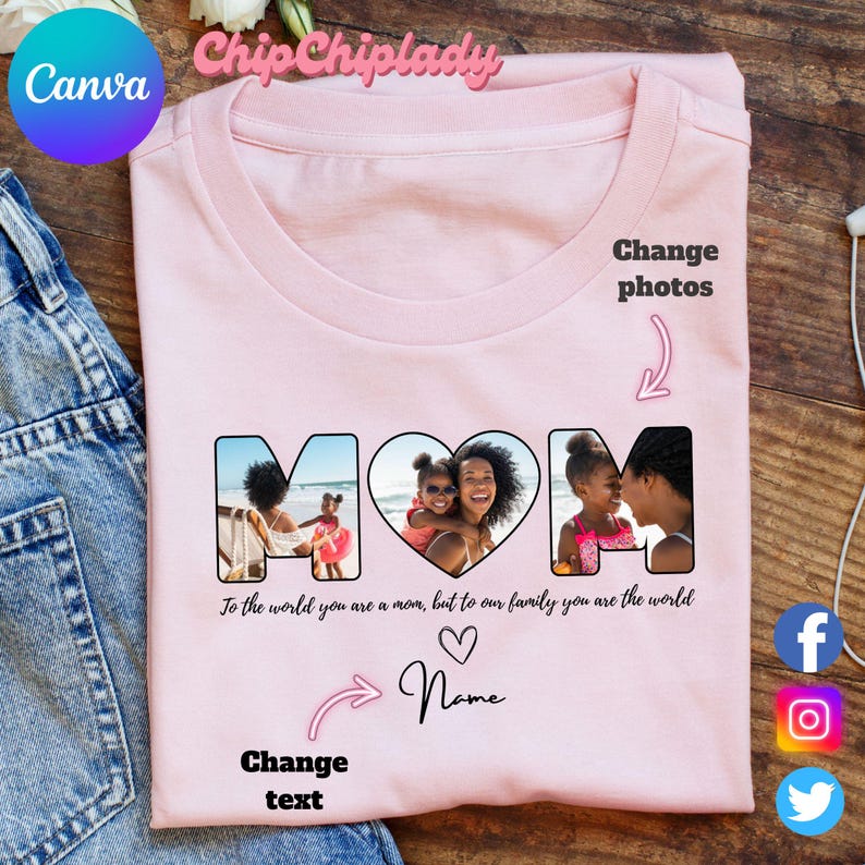Custom Mother’s Day Canva Template, Personalized Gift For Mom, Custom Mama Photo Png, Customized Kids Name With Photo, Gift For Mama Png 130