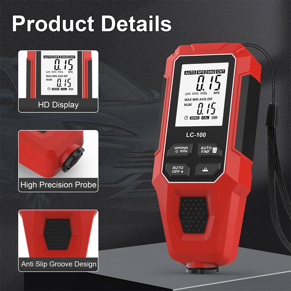 JUANJUAN Car Paint Thickness Gauge Electroplate Metal Coating Thickness Gauge for Car 0-2000um Fe & NFe Coating Tester Meter