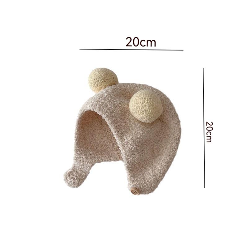 Korean Style New Arrival Baby Ear-Warming Hat for Fall Winter Warm Winter Hat Comfortable Infant Double-Ball Soft Knit Beanie Trendy