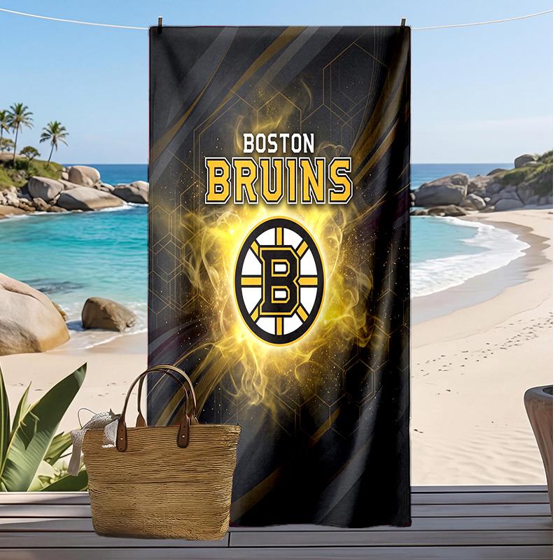 Boston Bruins Print Beach Towel Soft Portable Quick?dry Towel For Pool Summer Vacation Outdoor Sport
