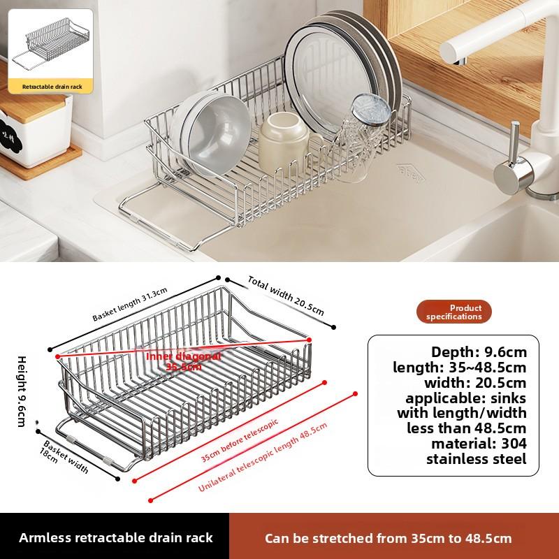 304 Edelstahl Spülbecken Ablaufgestell Teleskopisch Küche Geschirr Aufbewahrungsgestell Filter Waschbecken Regal Ablauf