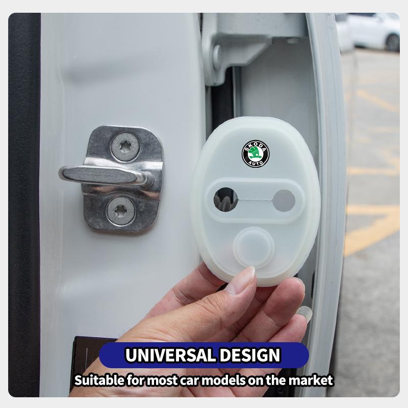 4PCS Car Door Lock Cover Case  Accessories For Skoda Octavia MK2 MK3 2 3 A7 Fabia Karoq Kodiaq Superb Rapid Kamiq Scala Yeti  RS2
