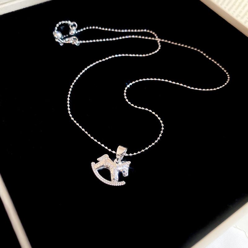 French simple zircon natal year pony pendant necklace accessories women's sweater chain necklace