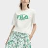 FILA Letter Print Fashion Casual Loose Color Block Short Sleeve Drop Shoulder T-Shirt Women Tops Cloud-Mushroom-White F11W419106F-WT