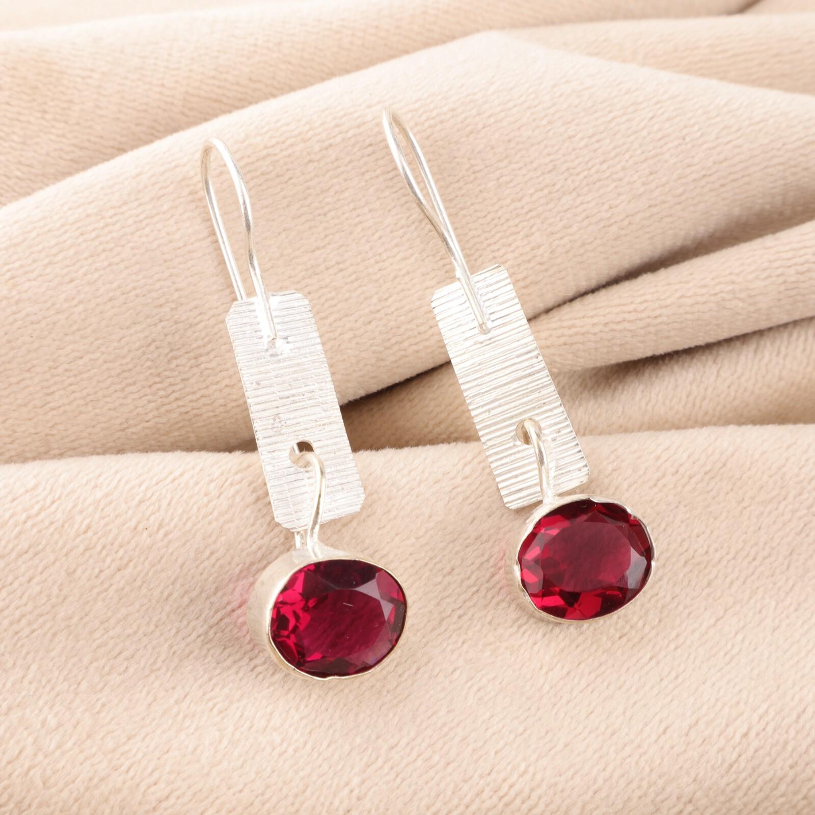 

Розовый рубеллит драгоценный камень 925 стерлинговое серебро ювелирные изделия ручной работы серьги на день рождения 1,9 EE-168-6