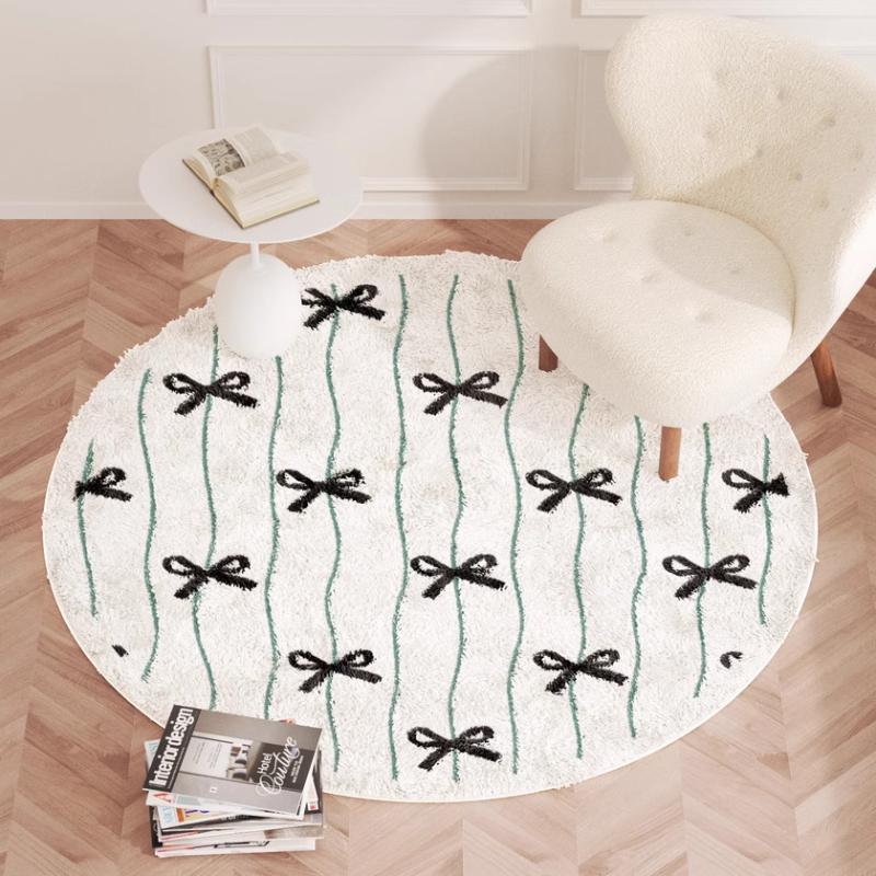 Ins Style Bedroom Decor Round Carpet Thickend Plush Carpets for Living Room Fluffy Soft Bedside Rug Washable Cloakroom Floor Mat