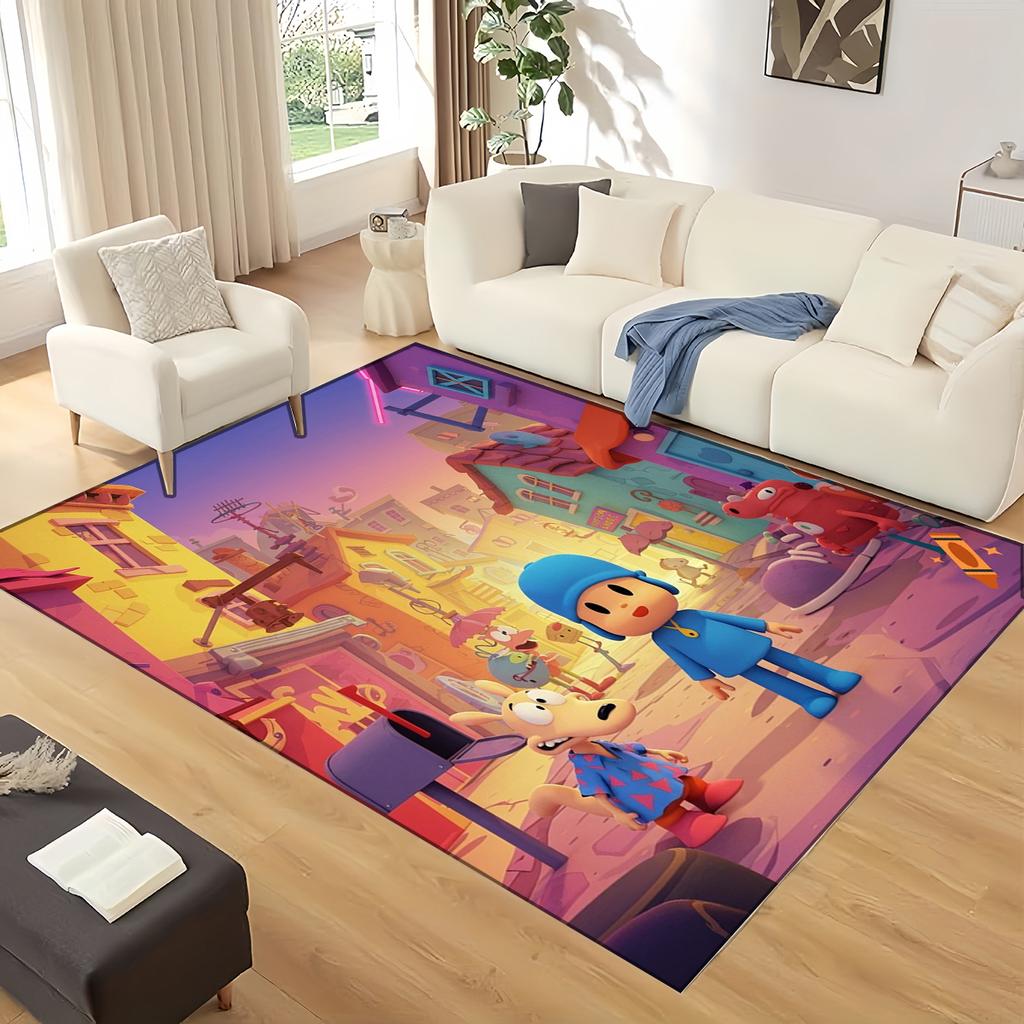 3D Fun P-Pocoyo Elly Pato Cartoon Carpet Rug for Home Living Room Bedroom Sofa Doormat Decor,kids Play Non-slip Floor Mat Gift