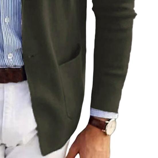 Men Suit Coat Solid Color Lapel Long Sleeve Single-Breasted Design Suit Jacket with Pockets Open Front Business Workwear