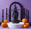 Halloween Cracker Barrel Witch Statue Gothic Resin Figurine Retro Magician Decor, Dark Fantasy Ornament, Festival Collectible
