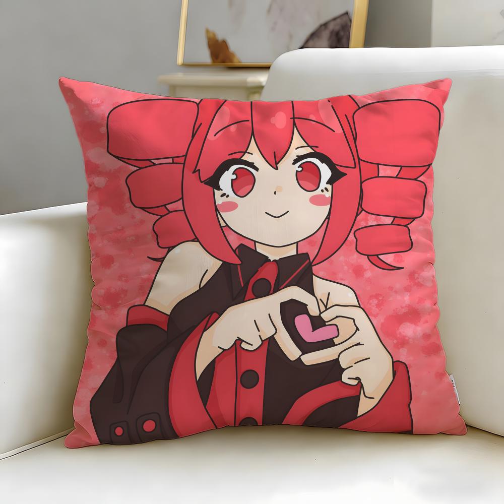 Popular Virtual Singer Kasane Teto Cushion Cover Soft & Easy-Wash Pillow Case – Versatile for Couch, Bed, Travel and Office
