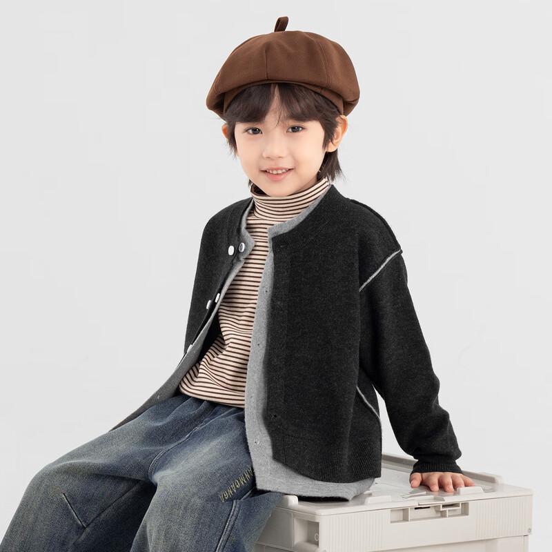 Мальчиковый кардиган-свитер с цветовыми блоками, имитирующий двусторонний 120