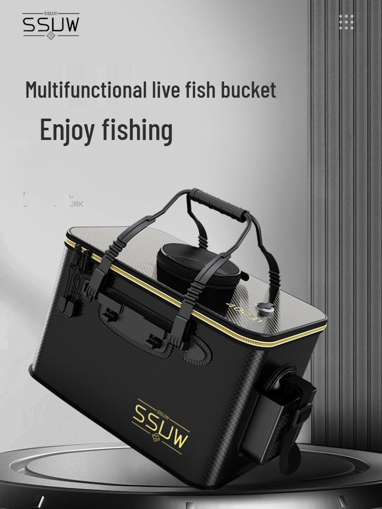 Portable EVA Folding Fishing Bucket - Live Fish Container and Gear Supplies