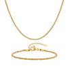 Ladies Stainless Steel Plated 18K Gold Braided Twist Chain Necklace Bracelet Nc-