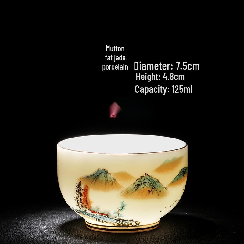 Sheep Fat Jade Porcelain Teacup: Chinese Ceramic Master Cup for Tea Tasting