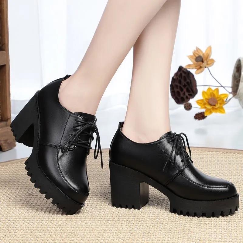 zapatos de mujer women cute anti skid spring lace up square heel shoes lady casual comfort autumn ankle shoes ab334 35 3560₽