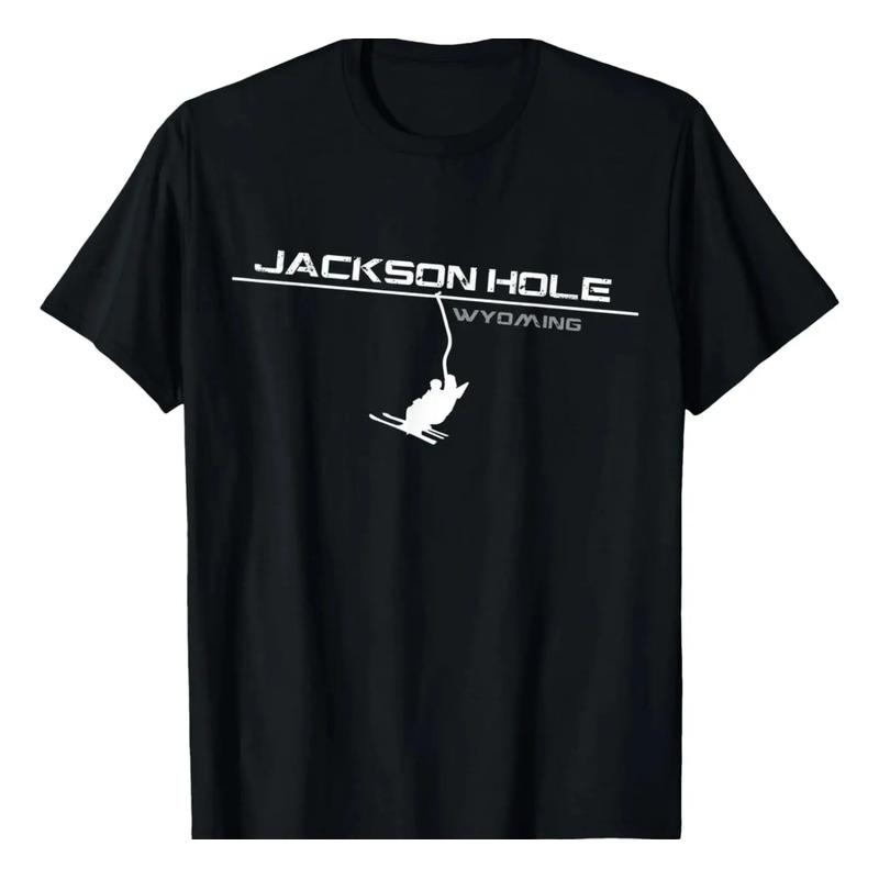 Camiseta Vintage Con Estampado Jackson Hole Wyoming Skilift S