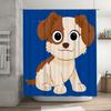 Adorable Cartoon Dog Shower Curtain Blue Background with Brown Pup Eyes for Bathroom Decor Size Customizable (C1234)
