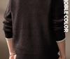 Men's Retro Two-Piece Look Color Block Ribbed Knit Sweater, Autumn Winter Casual Loose Henley Collar.