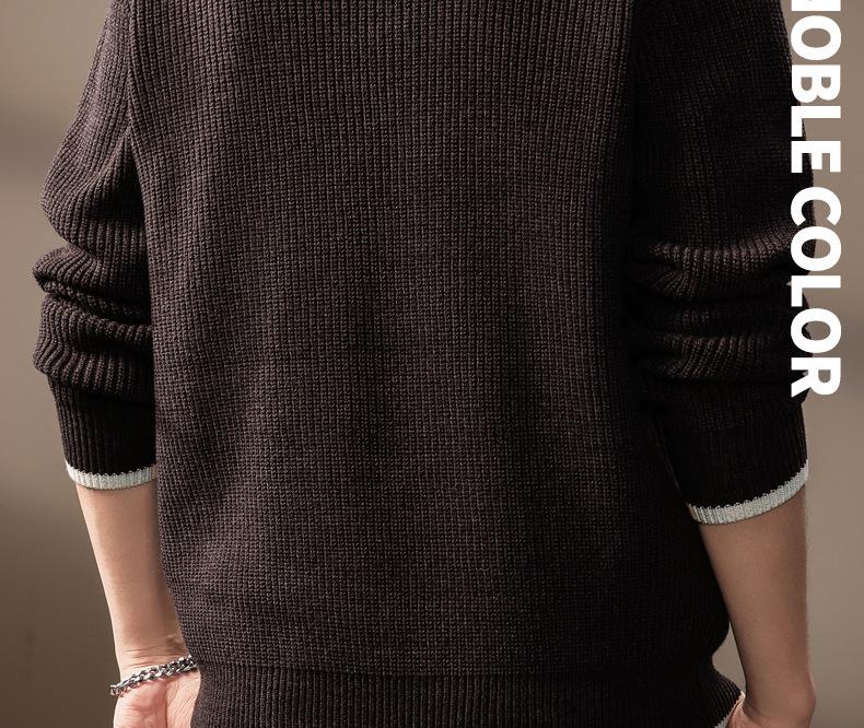 Men's Retro Two-Piece Look Color Block Ribbed Knit Sweater, Autumn Winter Casual Loose Henley Collar.