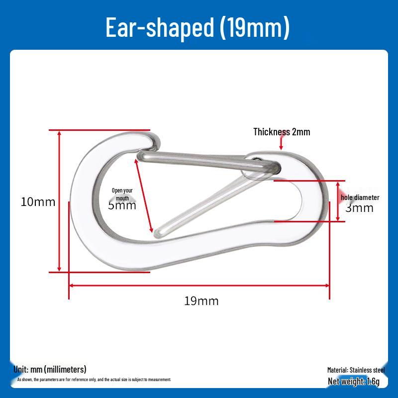304 Stainless Steel D-Shaped Quick Release Safety Buckle Keychain for Outdoor Camping
