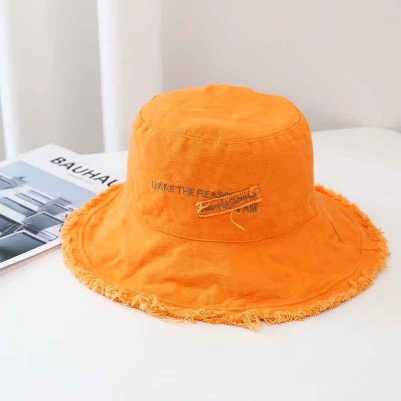 

Шляпа рыбака из парусины корейской версии с козырьком от солнца, большие полевые вымытые шляпы One size оранжевый