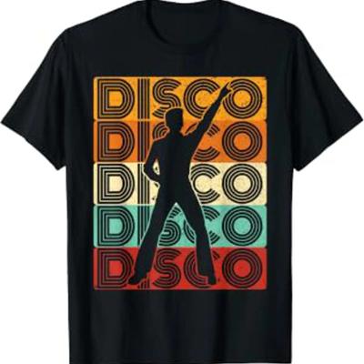 Disco Outfit Unisexs 70s Costume 80s Dance Party T Shirt Black S Vintage Versatile Unisex Streetwear Designer Clothes Soft