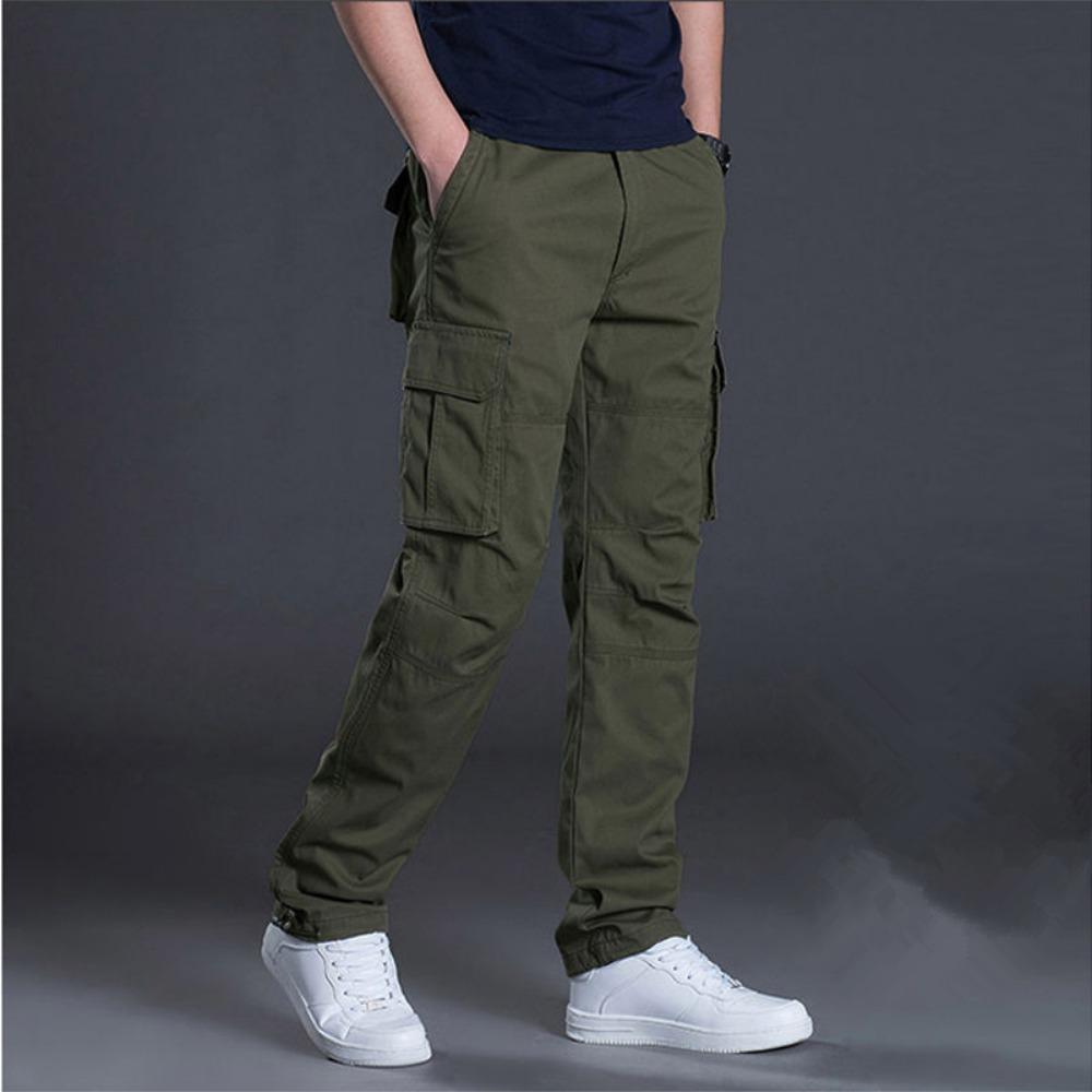 2025 Cotton Multi Flap Pockets Men's Straight Leg Cargo Pants Loose Casual Outdoor Pants Men's Work Pants for Hiking Tactical