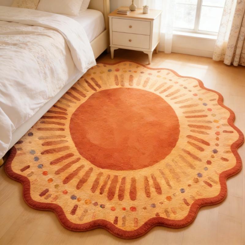 Dopamin-Farben Teppiche für Wohnzimmer Flauschig Weich Schlafzimmer Dekor Teppich Unregelmäßige Form Nachttischteppich Zuhause Verdickt Plüsch Bodenmatte