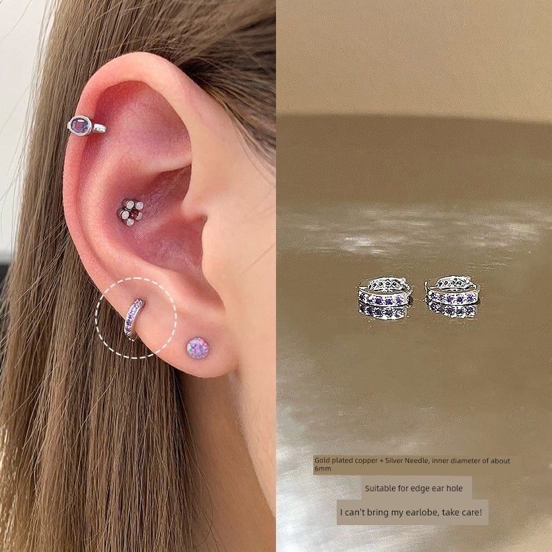 Ringring Store Medical Titanium Steel Ear Studs Edge Buckle Loop Bone Nail Earring Ear Bone Pin Titanium Alloy Earrings Earrings Female