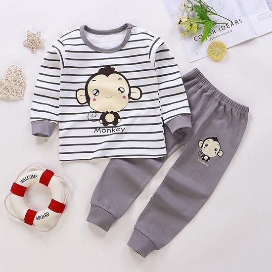 Winter Kids Long Sleeve O Neck T Shirt Pants Set Casual Baggy 2pcs Suit Cotton Cartoon Printes Outfit