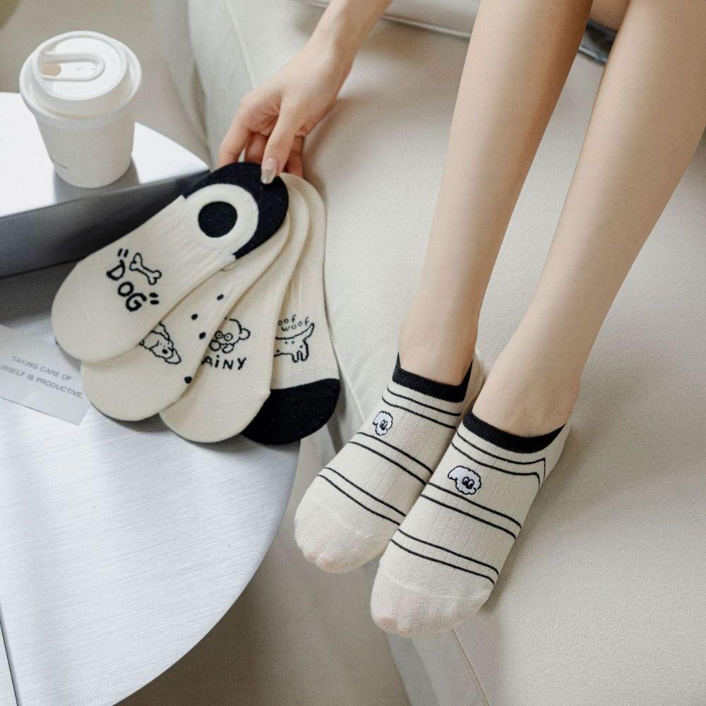 

Dot Dog Ankle Socks Letter Women s Cartoon Socks Casual Short Tube Socks Girl Style C