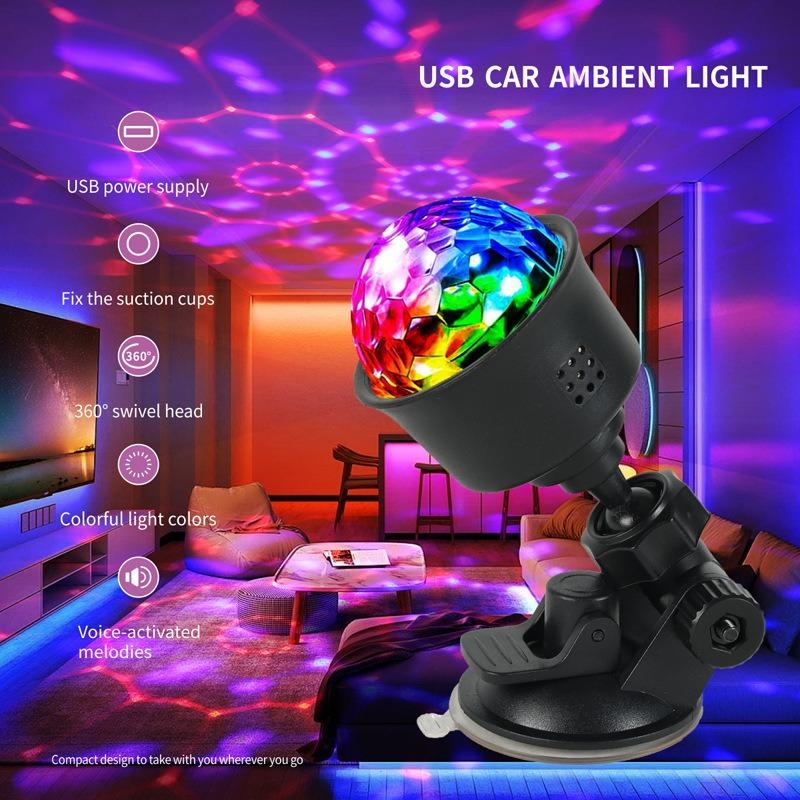 LED Rotating Colorful Projector Night Light USB Disco Stage Party Lamp for Home Bedroom Christmas Decoration Kids Gift