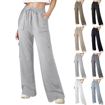 Calça de moletom feminina casual de lã solta cintura alta calça jogger feminina calça de moletom casual calça de yoga homewear