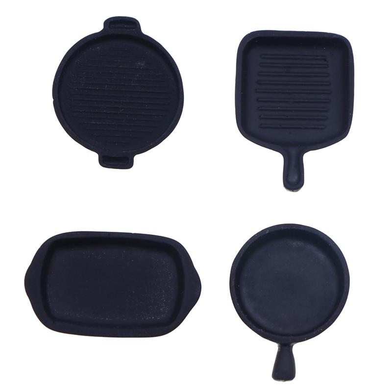 1Set 1:12 Dollhouse Miniature Baking Tray Pan Steak Skillet Kitchenware Model Kitchen Decor Toy Doll House Accessories