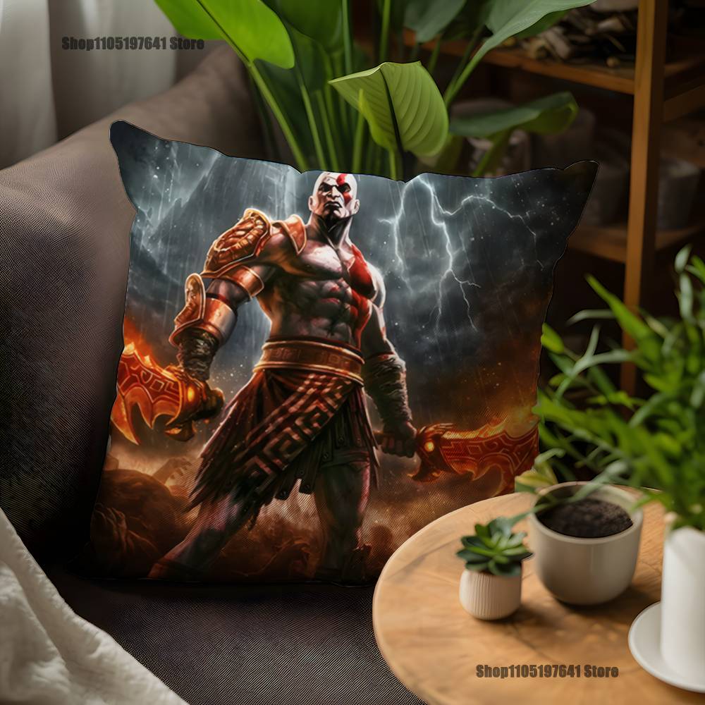 Game G-God Of W-War Kratos Pillow Case For Sofa Decor Car Office Room Printing Cushion Cover Decorations And Protector