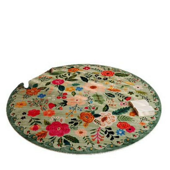 Persian Floral Ethnic Style Round Faux Cashmere Carpet for Living Room, Dirt and Wear Resistant Floor Mat