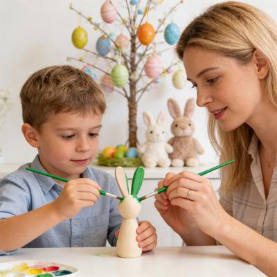 Manualidades de Conejo de Madera sin Acabar DIY Mini Figuras de Conejito de Madera Pascua Conejitos en Blanco para Pintar Manualidades Decoración del Hogar