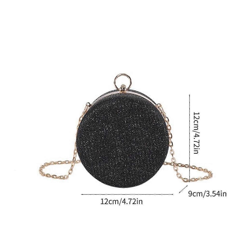 Women Chain Strap Messenger Bag Banquets Bag Crossbody Bag Korean Style Shoulder Bag Small Round Bag Cell Phone Purse Champagne