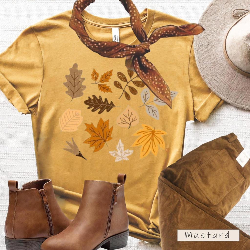 Autumn Leaves Botanical T-Shirt: Fall, Floral Tee, Gardener Gift, S-4X Cotton