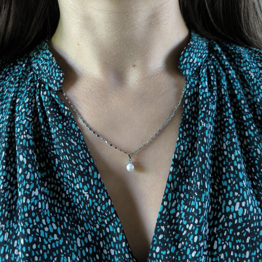 Silver Pendant with Pearls, Cubic Zirconias (2191544)