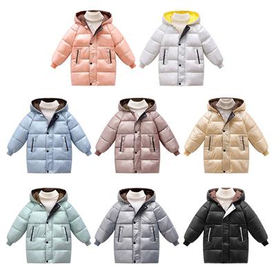 2-8 Years Kids Winter Warm Long Coat Children Hooded Zipper Windbreaker Down Jacket