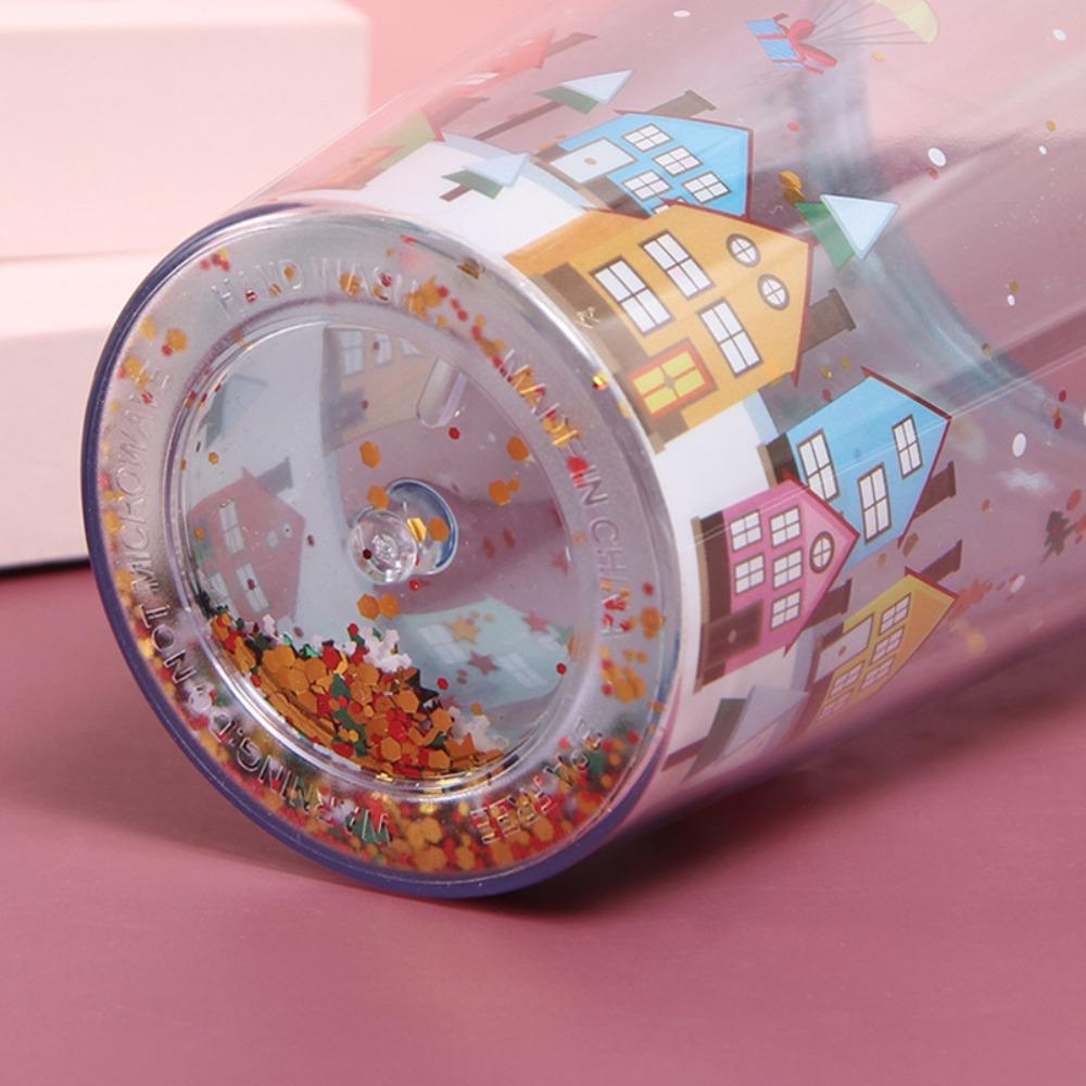Plastic Christmas Micro Landscape Cup with Sequined Tumbler Drinkware Mug  Coffee Juice
